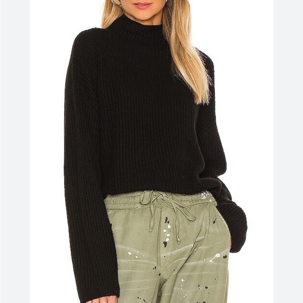 Rails Claudia Wool Cashmere Blend Black oversized Sweater Funnel Mockneck Small